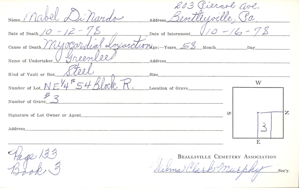 burial card